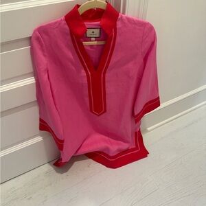Tuckernuck Pink Tunic with Red Trim